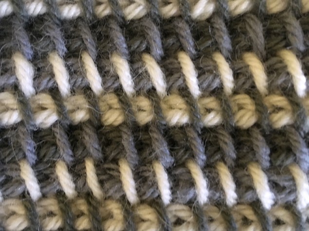 Nærbilde av hakking i tre farger